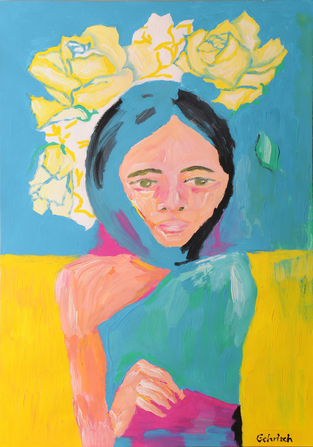 "Georgierin", 2020, Tempera auf Papier. Künstlerin: Eleonora Gehrisch